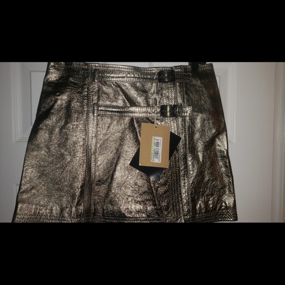 Galliano - Short Leather Metallic color Skirt - Picture 3 of 5